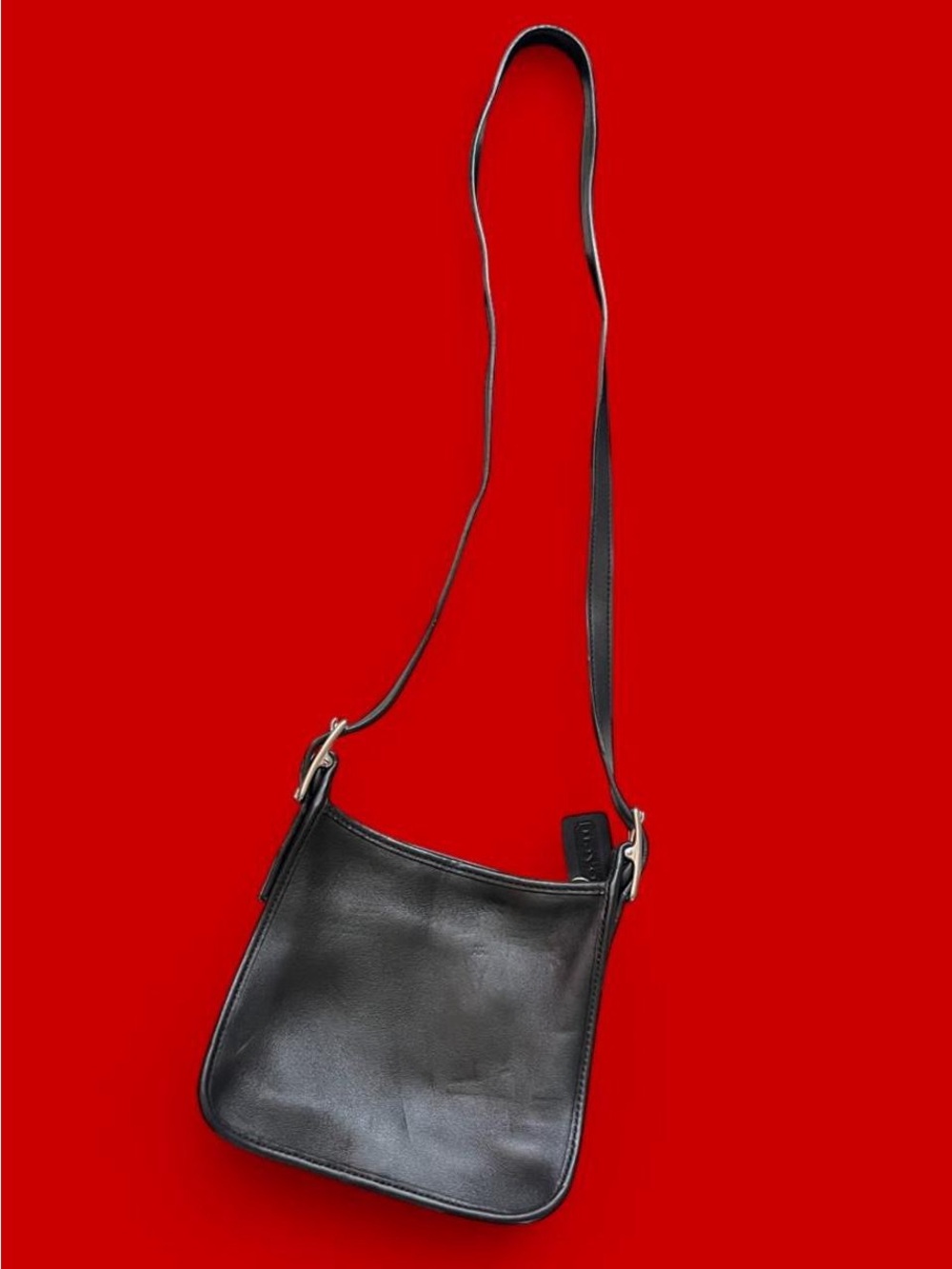 COACH • MINI JANICE Black Leather Crossbody Bag